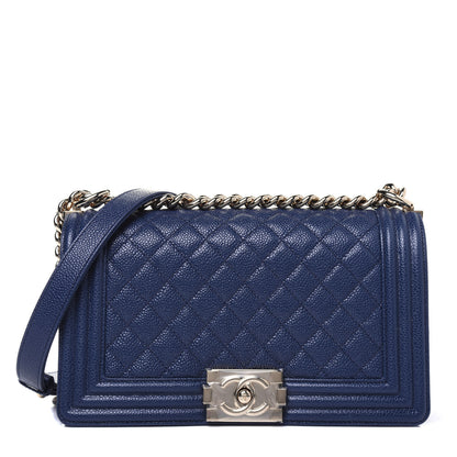 Chanel Caviar Quilted Medium Boy Flap Blue 1 of 14