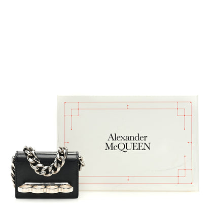 Alexander McQueen Smooth Calfskin Micro The Four Ring Knuckle Chain Shoulder Bag Black 10 of 10