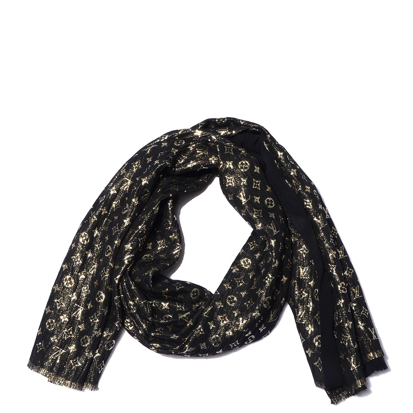 Monogram Silk So Glitter Stole Black
