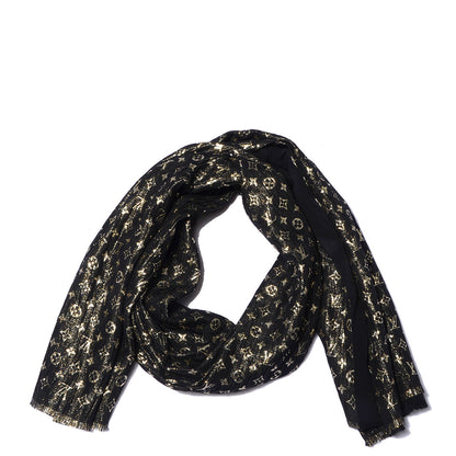 Louis Vuitton Monogram Silk So Glitter Stole Black 1 of 6