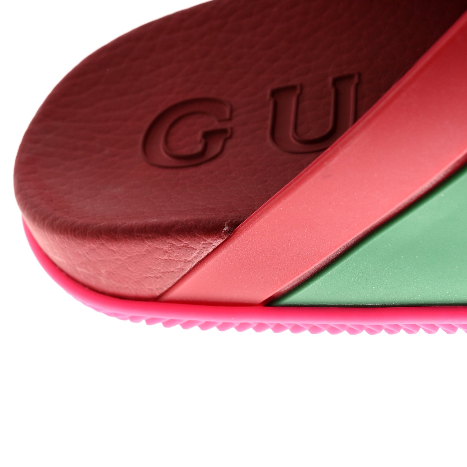 Gucci Rubber Web Womens Criss Cross Slide Sandals 41 Coral New Shamarock 12 of 13