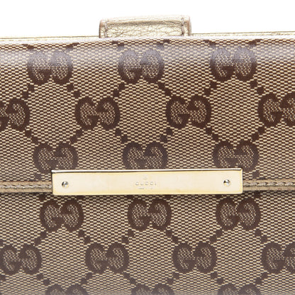 Gucci Crystal Monogram Metal Bar Continental Flap Wallet Gold 8 of 13