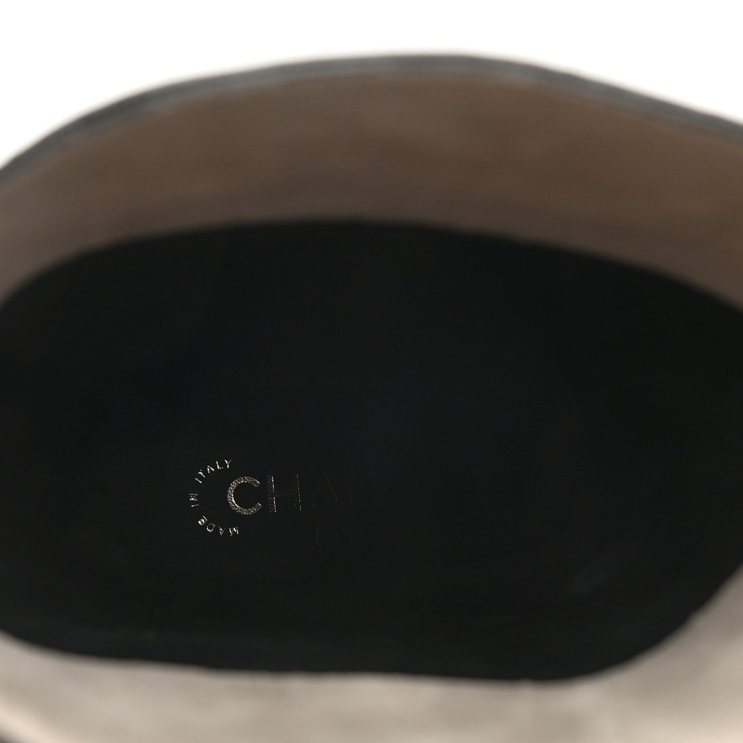 Crumpled Calfskin Cap Toe Chain Tall Boots 35.5 Black