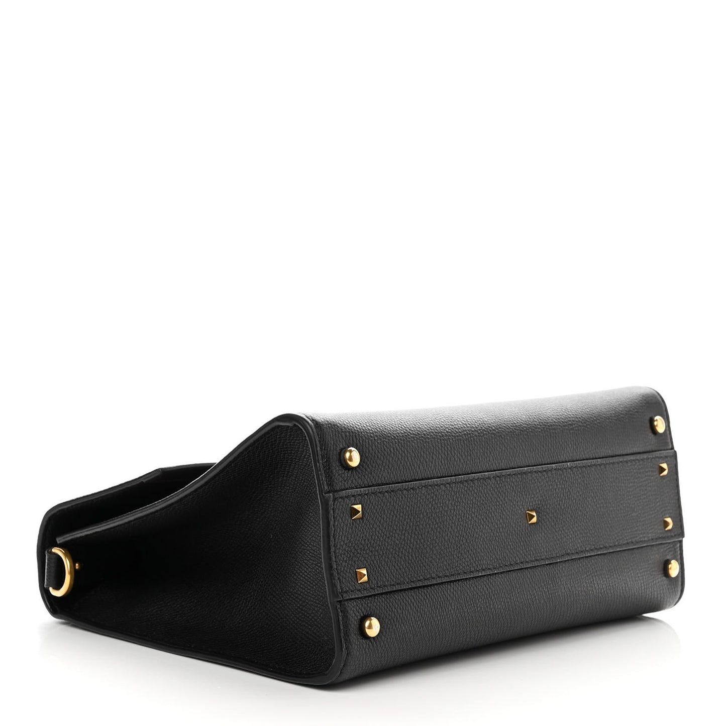 Grainy Calfskin Medium VSling Top Handle Bag Black