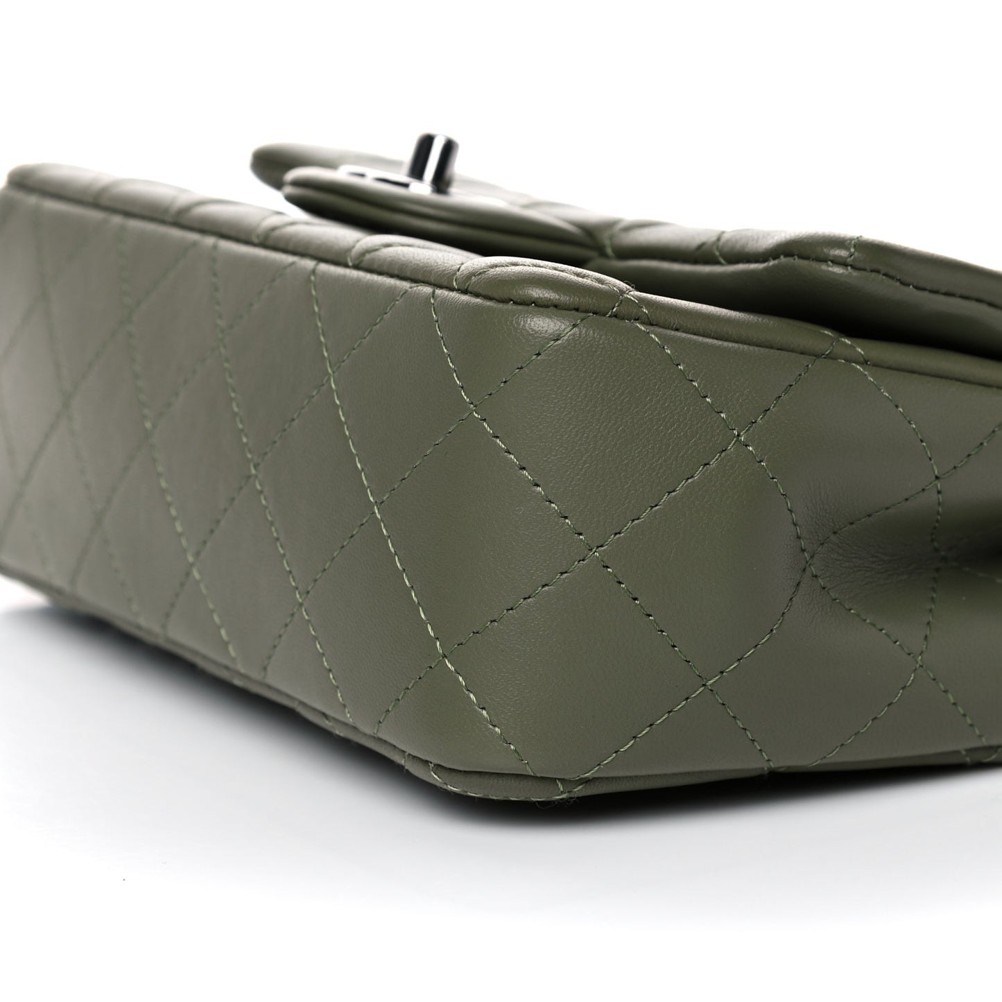 Lambskin Quilted Mini Rectangular Flap Green