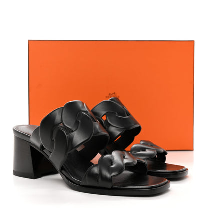 Hermes Nappa Gaby 60 Sandal 37.5 Black 10 of 10