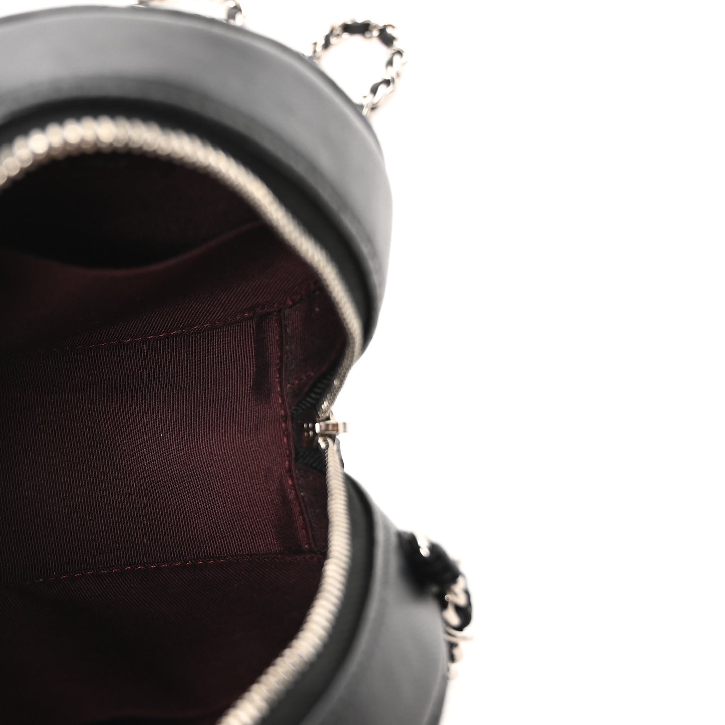 Lambskin Quilted Round Clutch With Chain Black