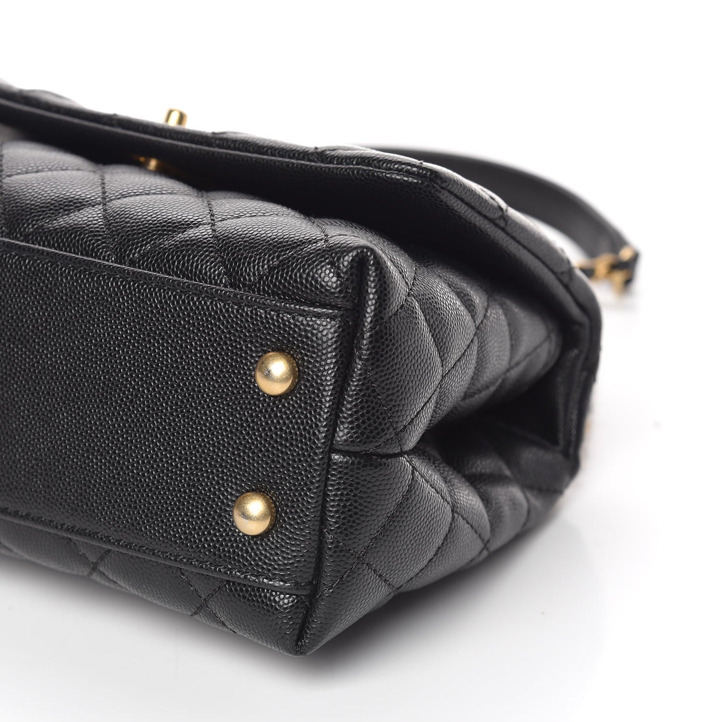 Caviar Quilted Mini Coco Handle Flap Black