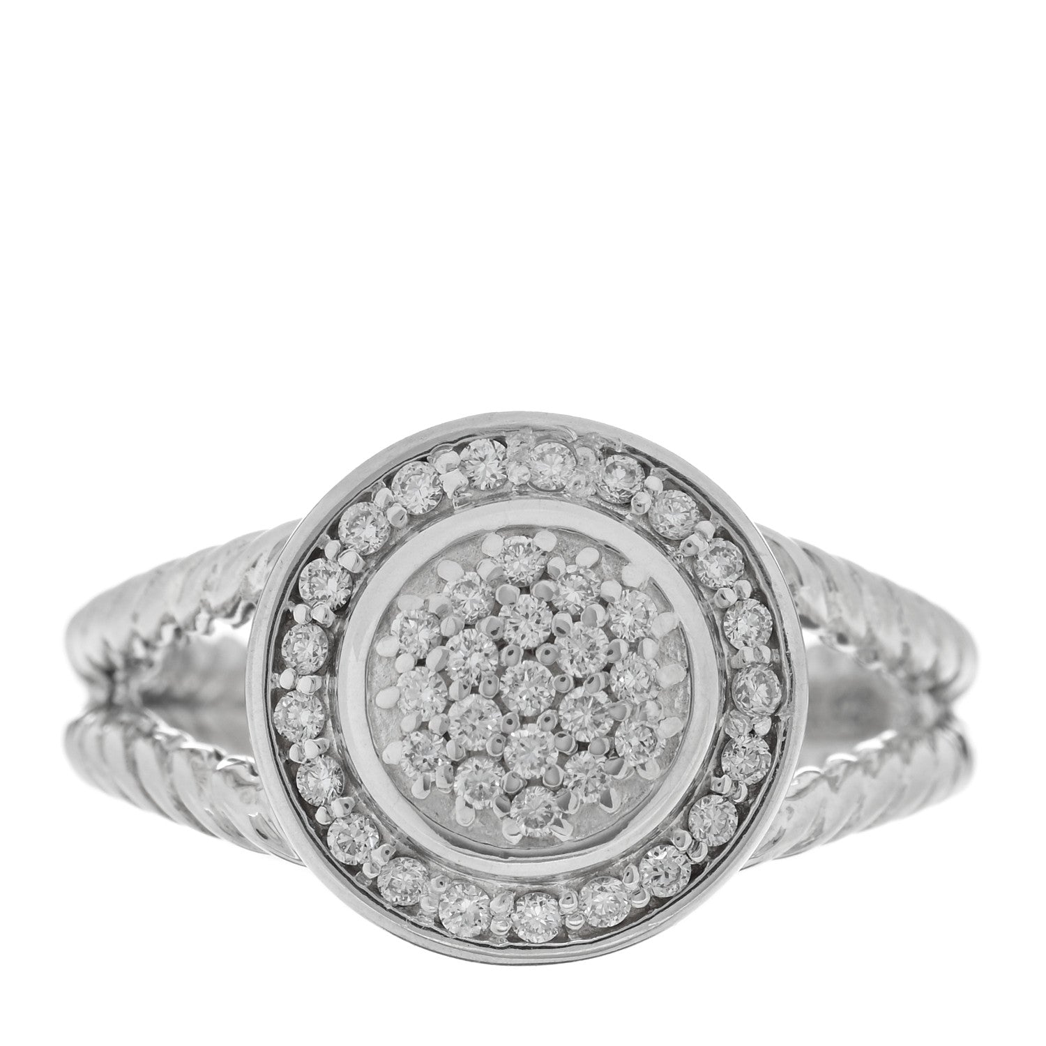 David Yurman Sterling Silver Diamond 8mm Petite Cerise Pave Ring 58 8.5 1 of 4