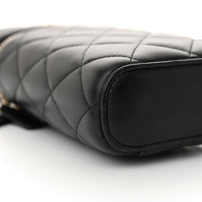 Chanel Lambskin Quilted Top Handle Phone Holder With Chain Black 9 of 11