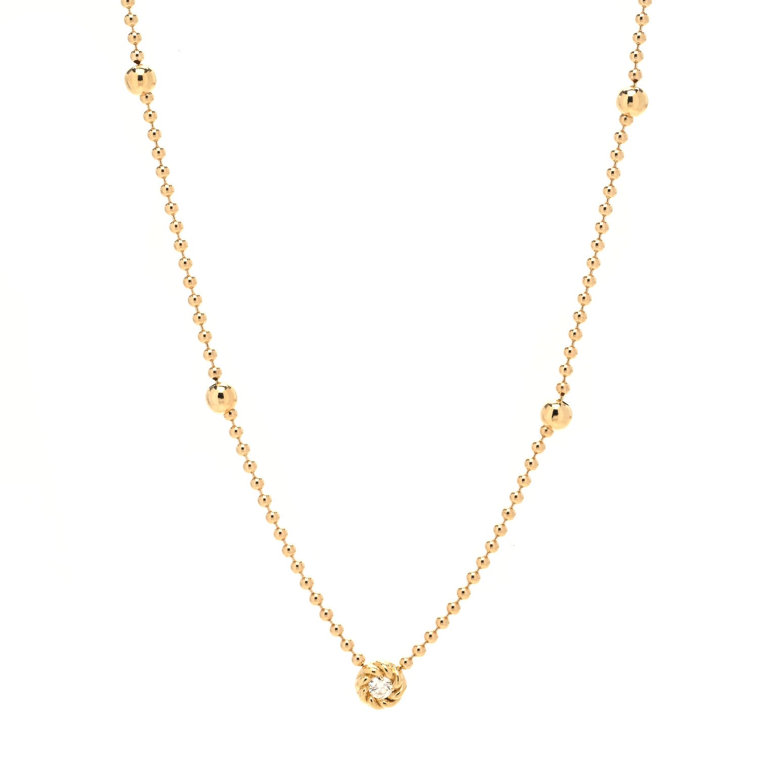 Roberto Coin 18K Yellow Gold Diamond Alternating Bead Chain Necklace 1 of 6