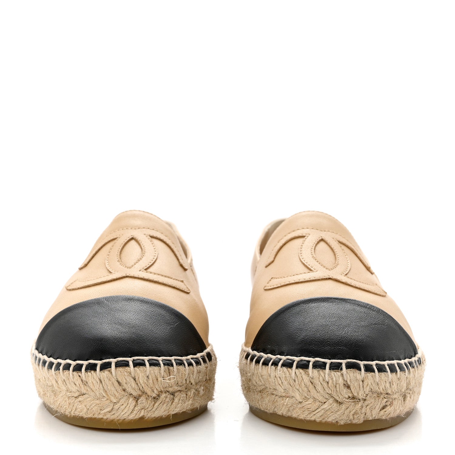 Chanel Lambskin CC Espadrilles 37 Beige Black 2 of 8