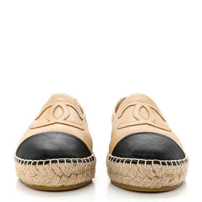 Chanel Lambskin CC Espadrilles 37 Beige Black 2 of 8