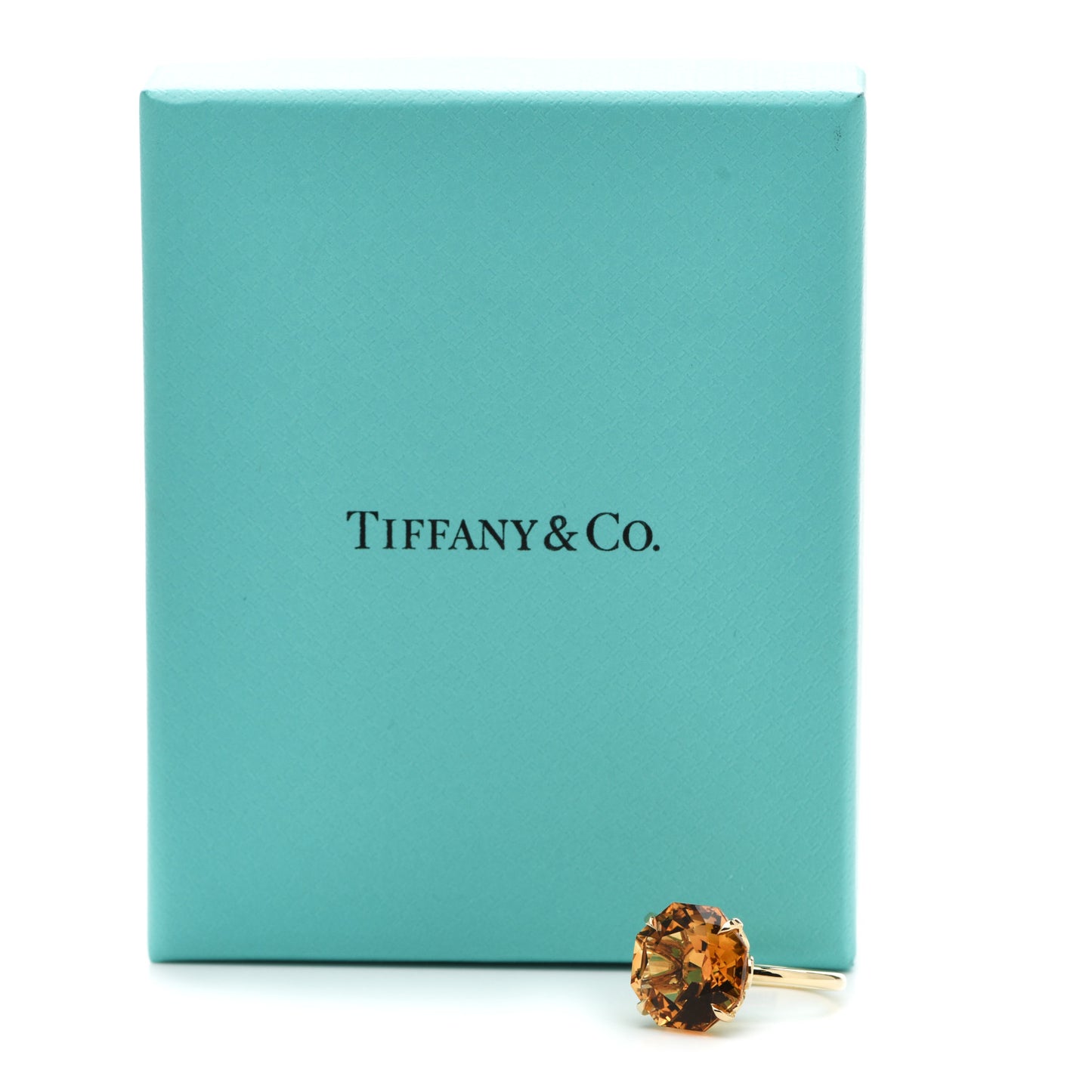 18K Yellow Gold Citrine Octagonal Sparklers Cocktail Ring 52 6
