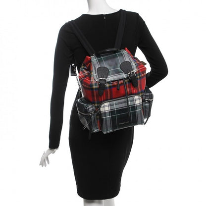 Burberry Laminated Tartan Patchwork Medium Rucksack Backpack Military Red 2 of 9