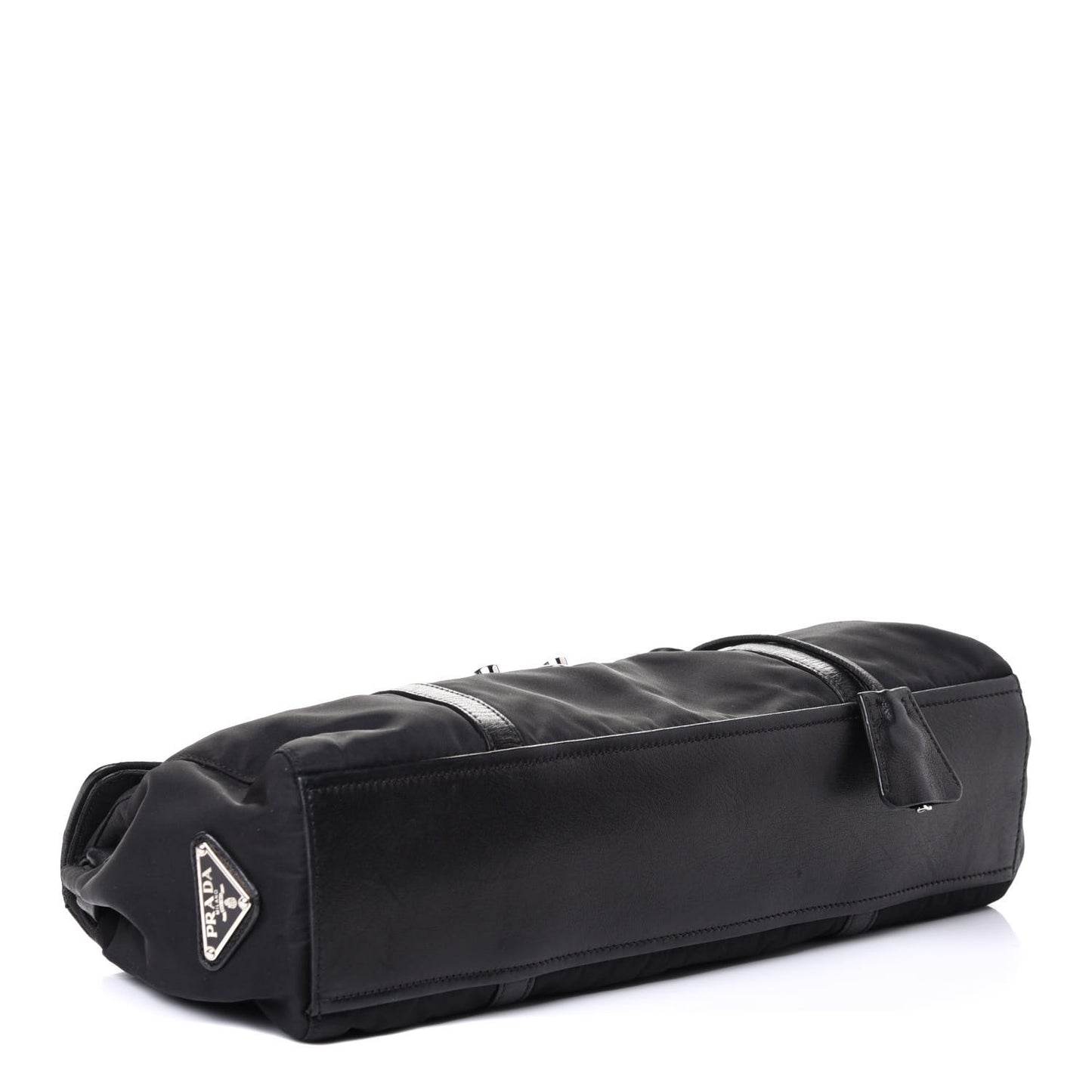 Tessuto Nylon Nappa Foldover Pushlock Satchel Black