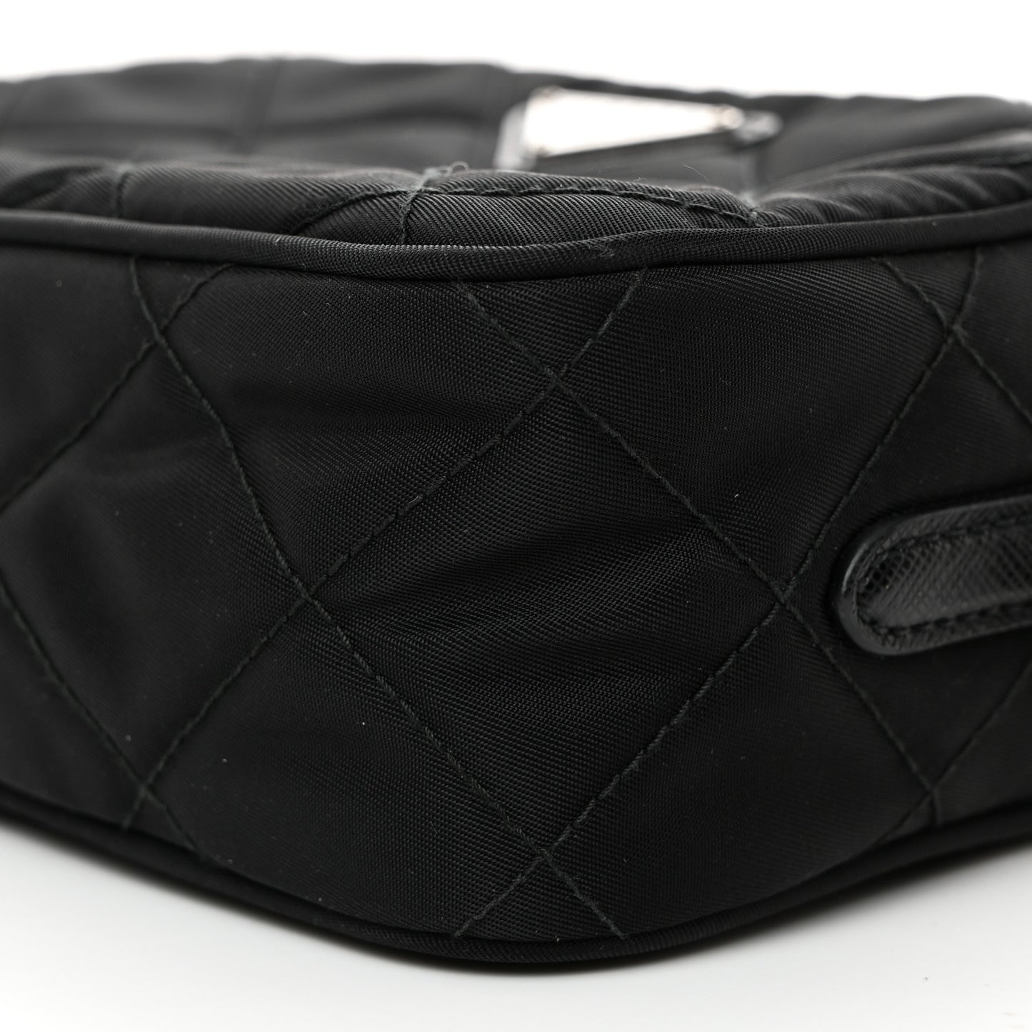 Nylon Tessuto Impuntu Quilted Chain Crossbody Black