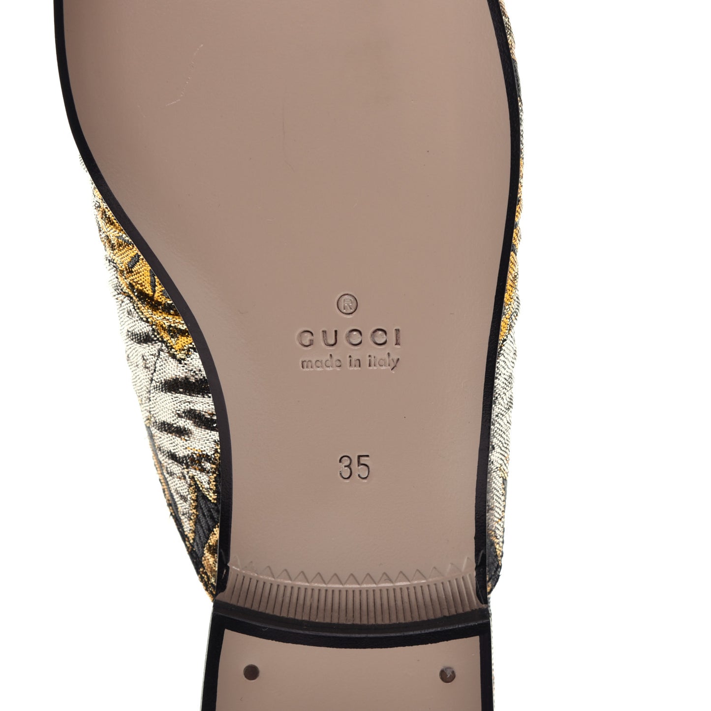 Jacquard Floral Womens Princetown Slippers 35 Oro Black