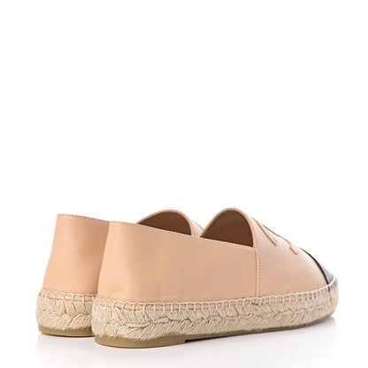 Chanel Lambskin CC Espadrilles 37 Beige Black 4 of 10