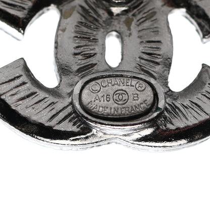 Chanel Enamel CC Earrings Silver Black White 4 of 4