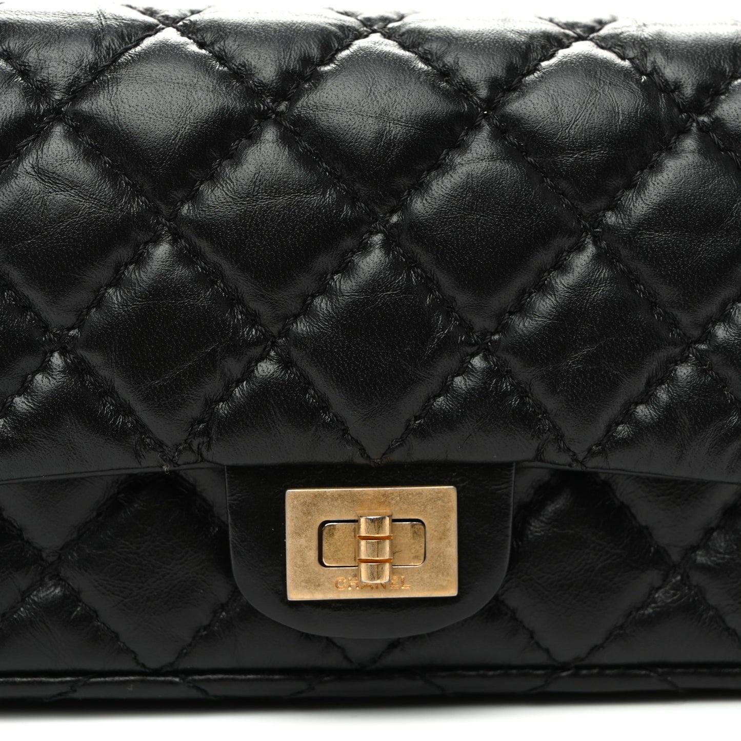Aged Calfskin Quilted 2.55 Reissue Flap Belt Bag Clutch Black