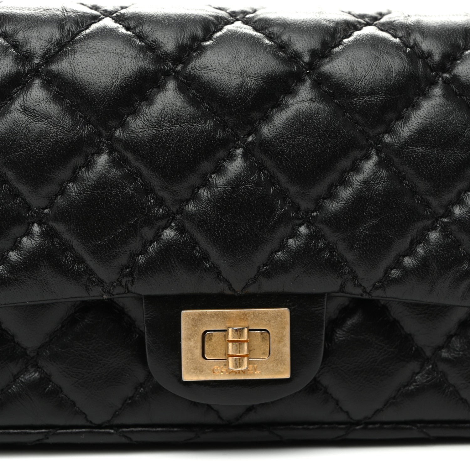Chanel Aged Calfskin Quilted 2.55 Reissue Flap Belt Bag Clutch Black 8 of 10