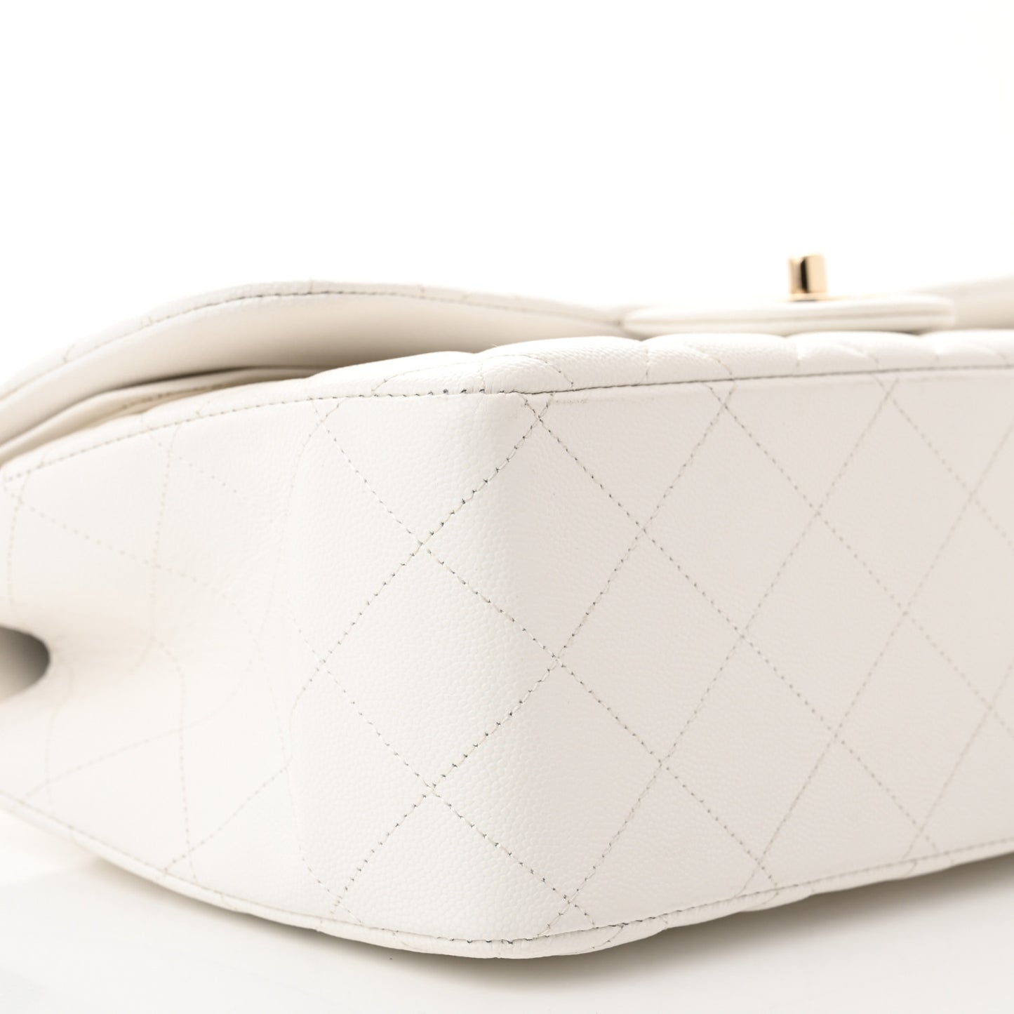 Caviar Quilted Jumbo Double Flap White