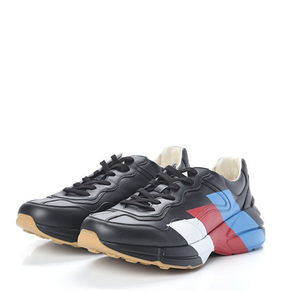 Gucci Calfskin Web Printed Mens Rhyton Sneakers 12 Black 3 of 7