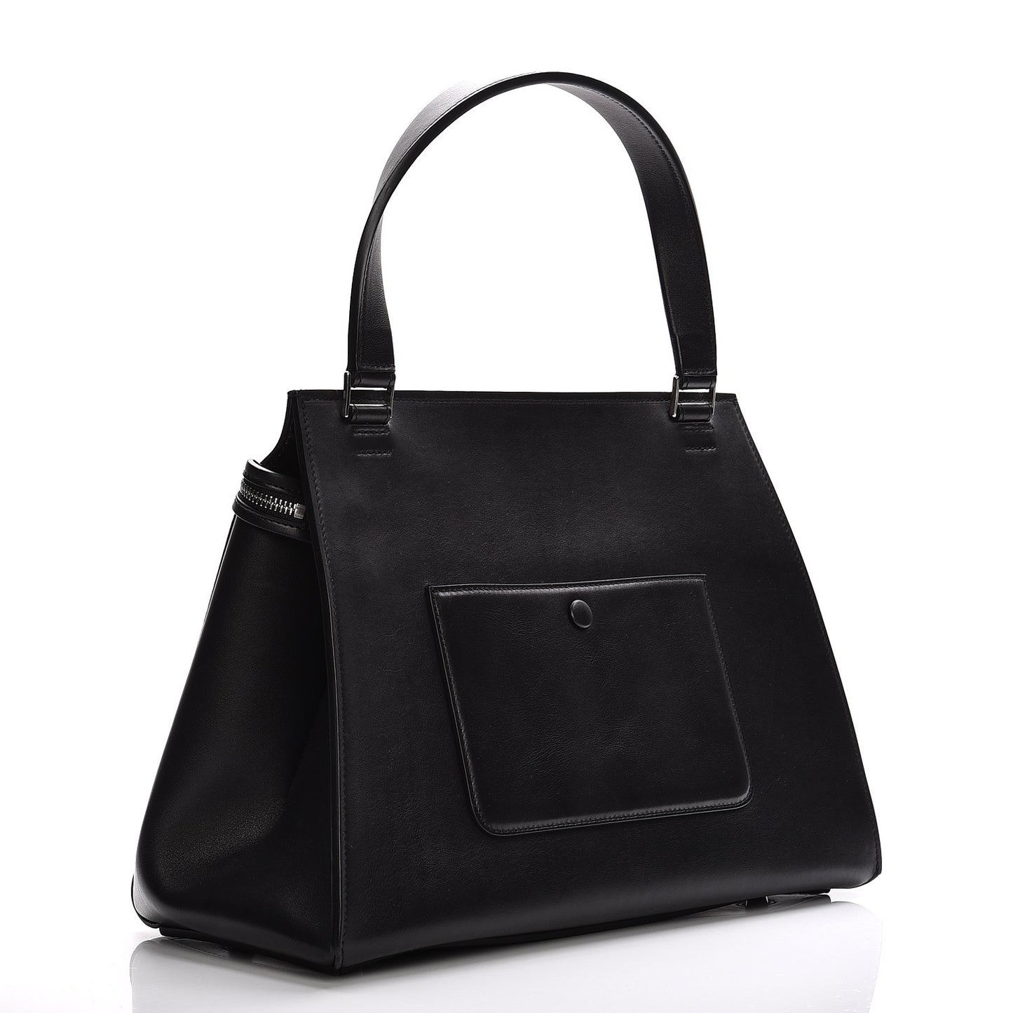 Supple Calfskin Medium Bi-Color Edge Shoulder Bag Cream
