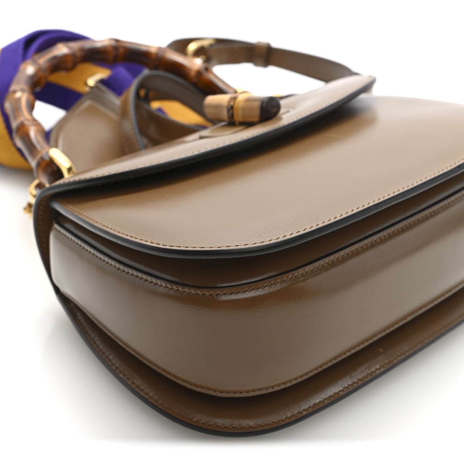 Gucci Boarded Dyana Lux Calfskin Web Small Bamboo 1947 Top Handle Bag Brown 8 of 9