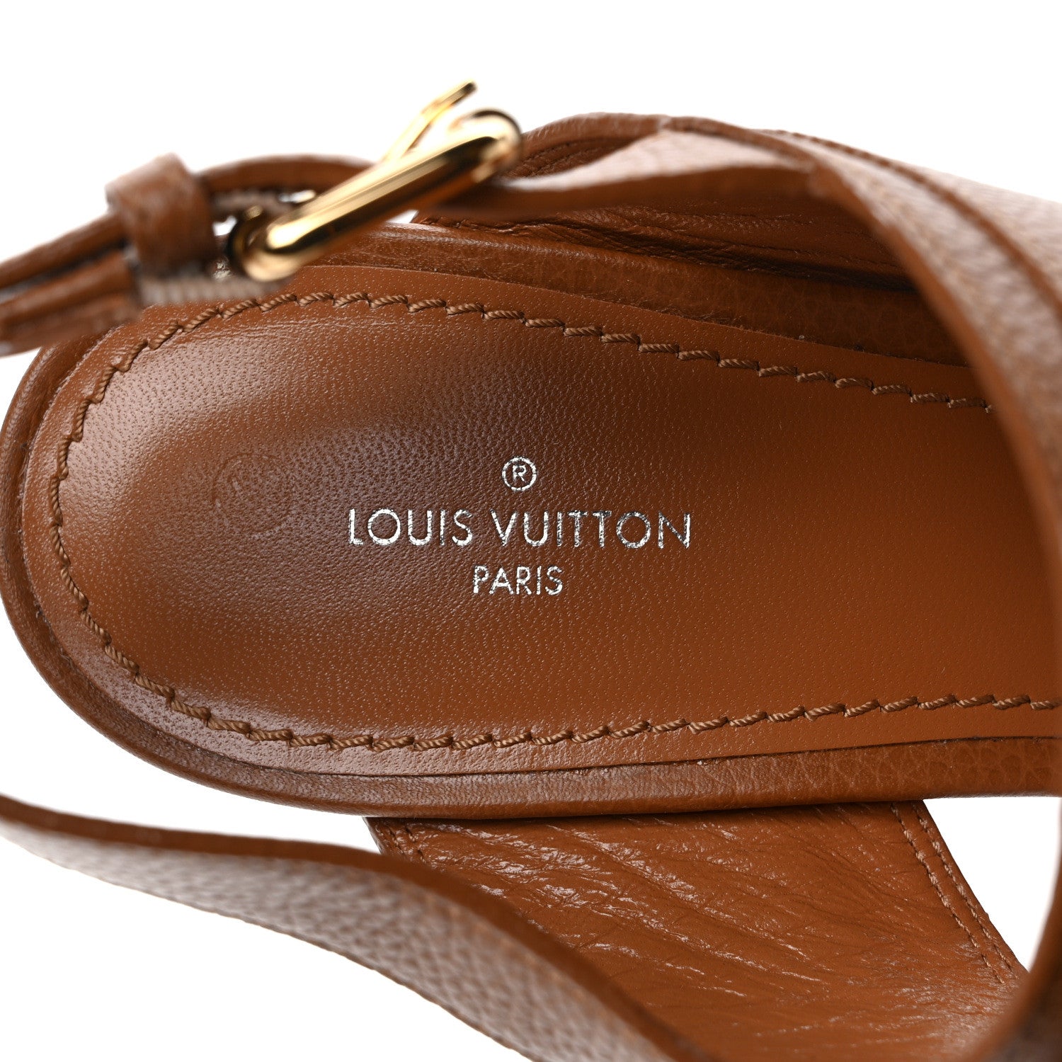 Louis Vuitton Grained Calfskin Horizon Platform Sandals 41 Cognac 7 of 7