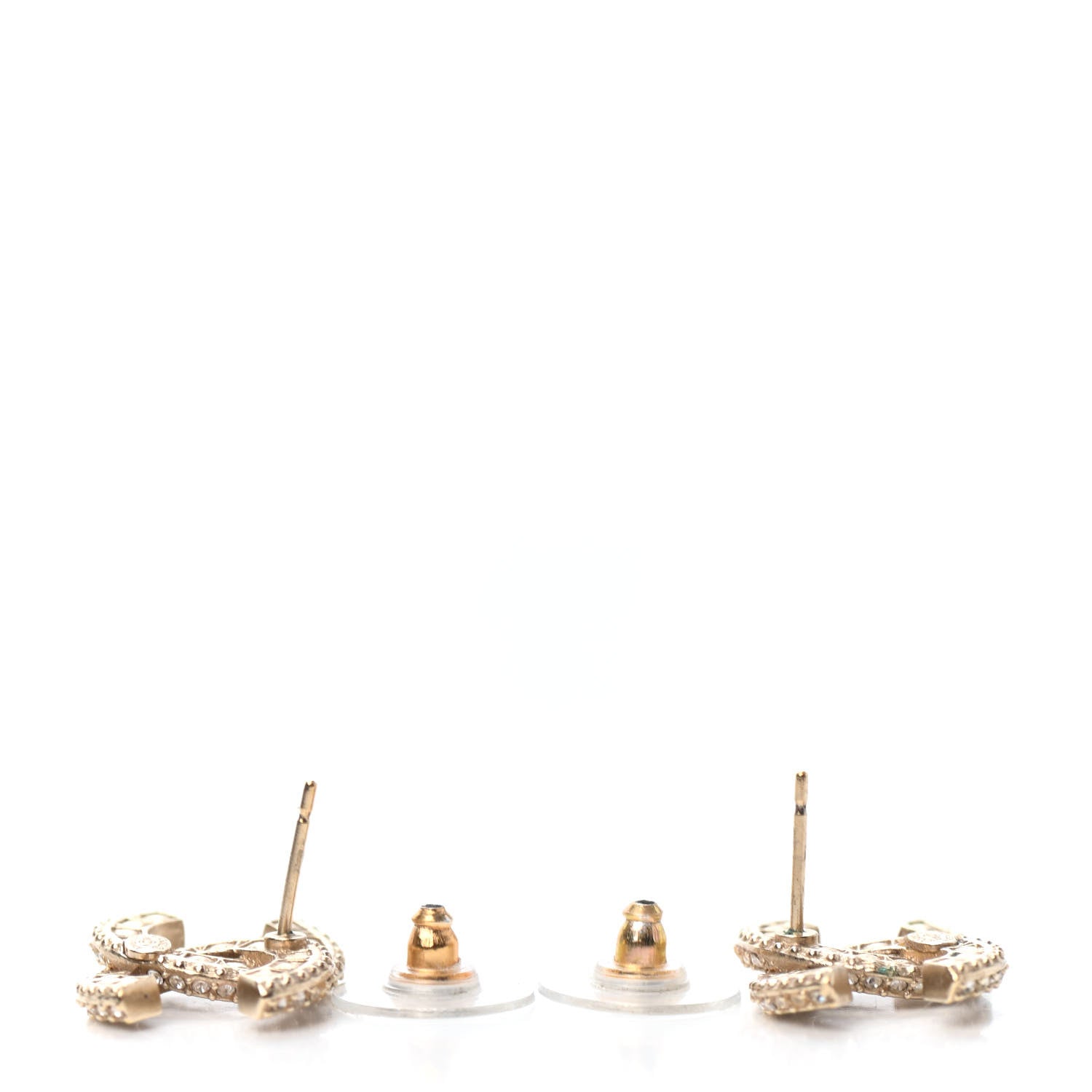 Chanel Crystal Timeless CC Earrings Light Gold 3 of 4