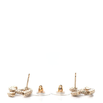 Chanel Crystal Timeless CC Earrings Light Gold 3 of 4