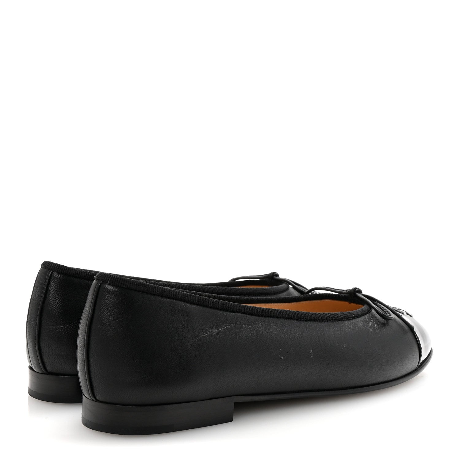 Chanel Lambskin Patent Cap Toe Ballerina Flats 38.5 Black 5 of 10