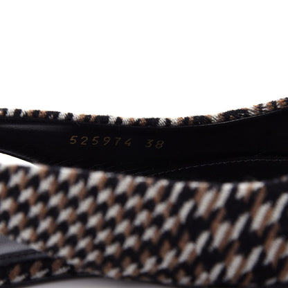Balenciaga Tweed Prince Of Wales BB Knife Pointy Toe Slingback Flats 38 Camel Black 10 of 11