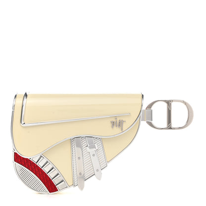 Christian Dior X SHAWN STUSSY Enamel Saddle Charm Key Ring Beige White 1 of 7