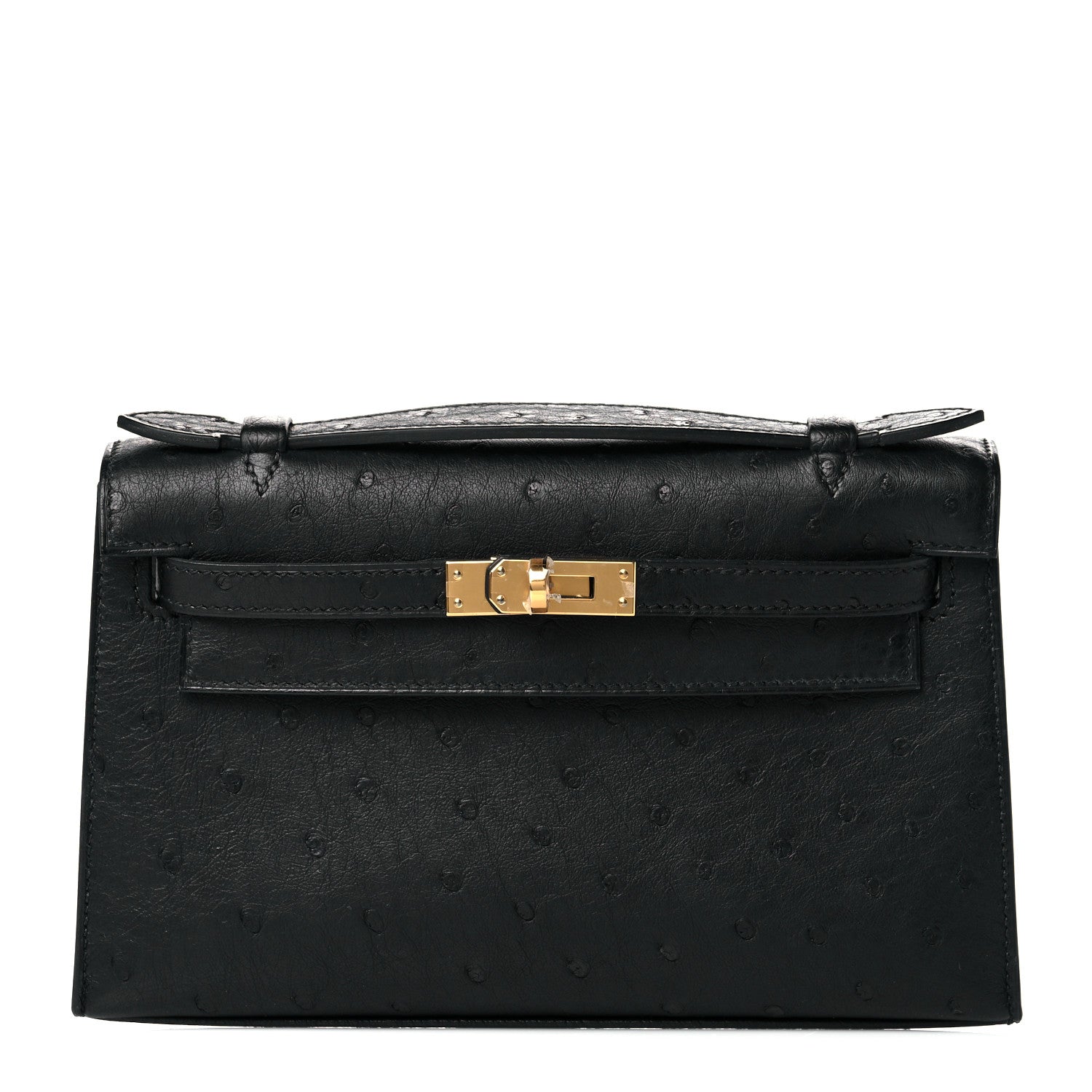 Hermes Ostrich Kelly Pochette Black 1 of 11