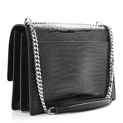 Saint Laurent Calfskin Crocodile Embossed Large Monogram Sunset Black 3 of 10