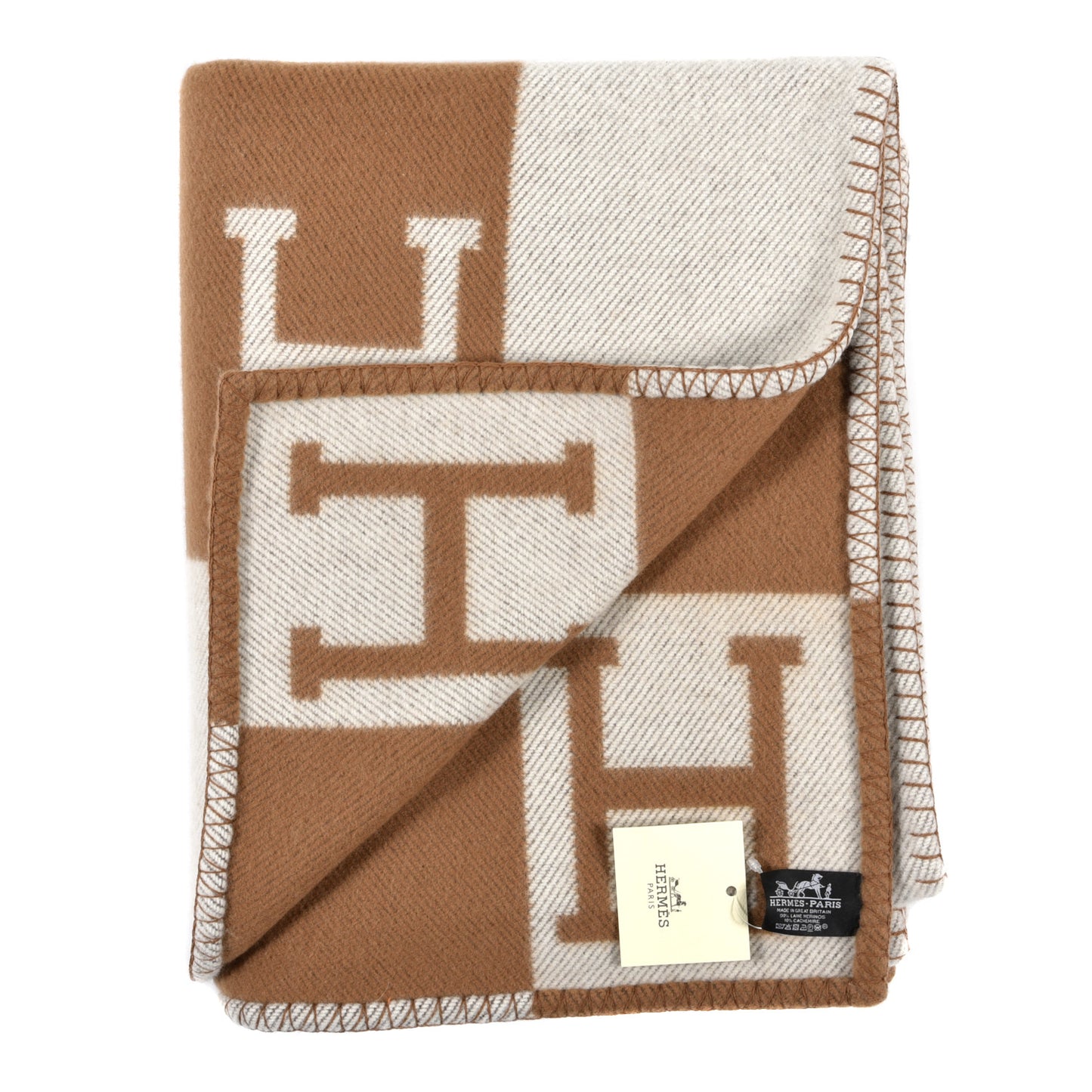 Wool Cashmere Avalon Blanket Ecru Camel