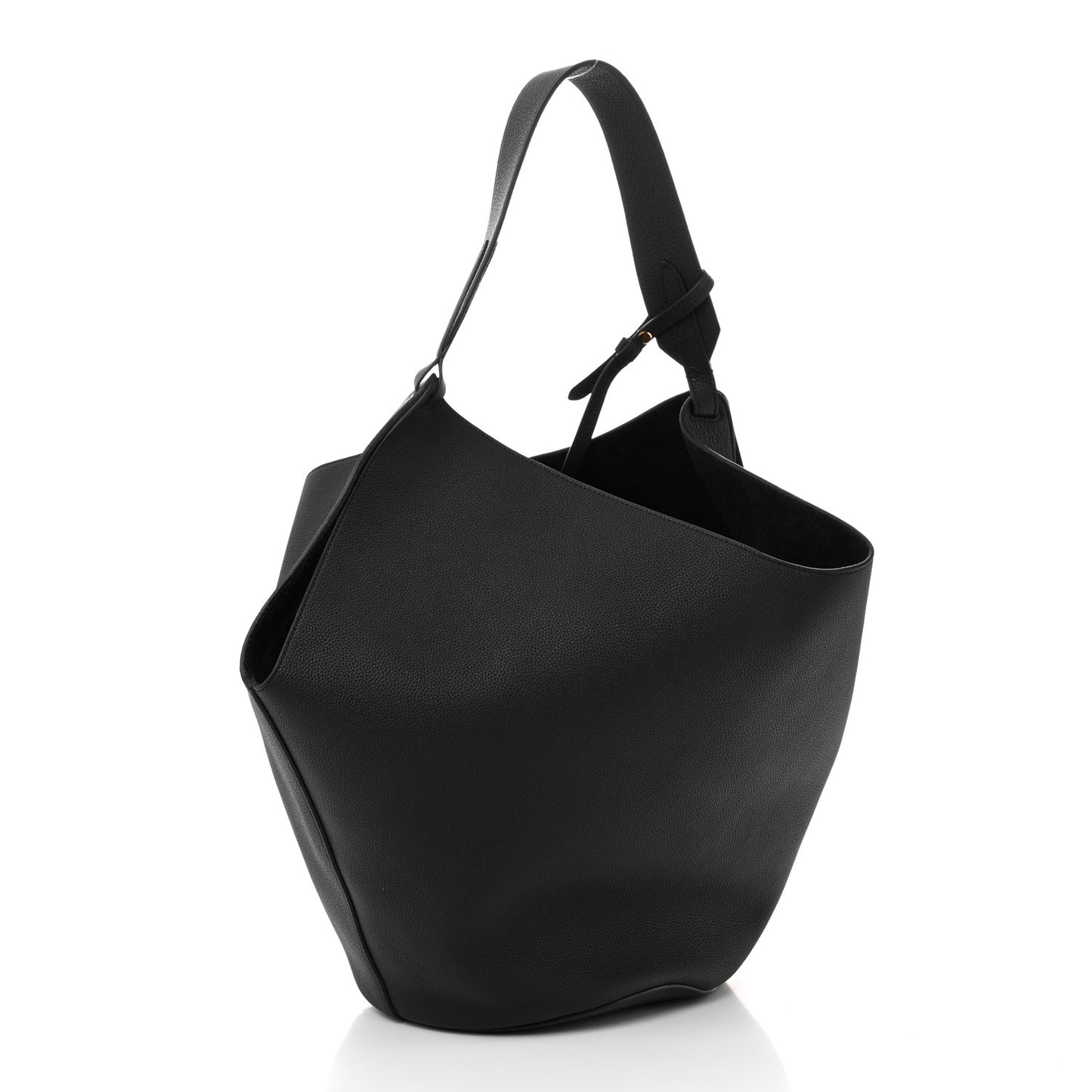 Pebbled Sport Calfskin Medium Lotus Tote Black
