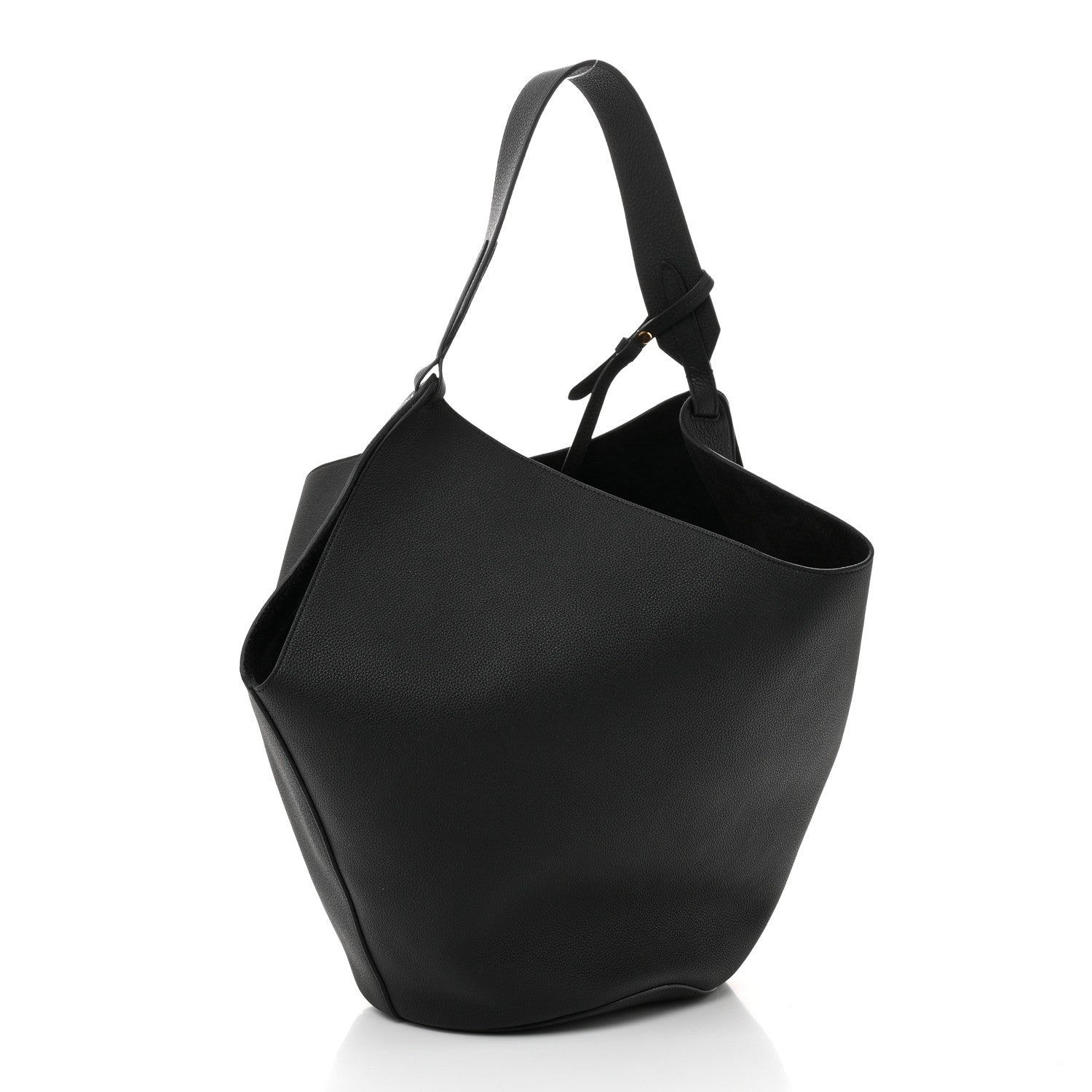Khaite Pebbled Sport Calfskin Medium Lotus Tote Black 4 of 10