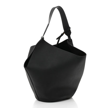 Khaite Pebbled Sport Calfskin Medium Lotus Tote Black 4 of 10
