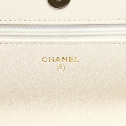 Chanel Goatskin Quilted Chanel 19 Wallet On Chain WOC White 6 of 19