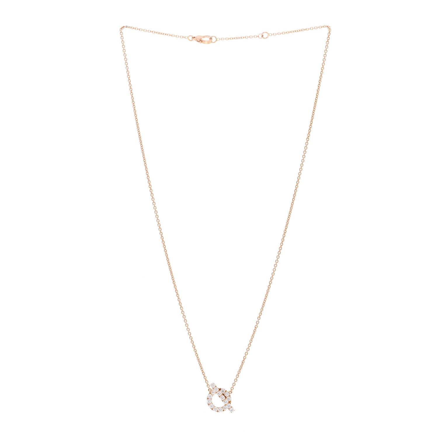 Hermes 18K Rose Gold Diamond Finesse Pendant Necklace 3 of 6