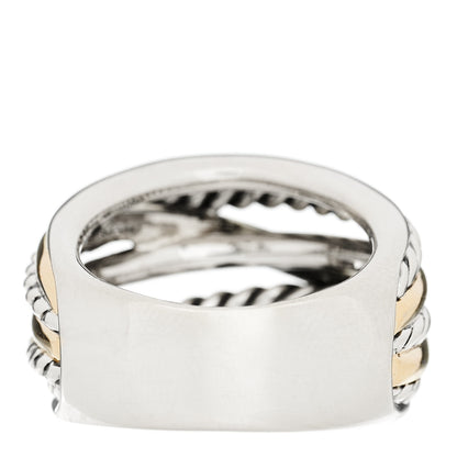David Yurman Sterling Silver 14K Yellow Gold Wide Crossover Ring 58 8.25 3 of 5