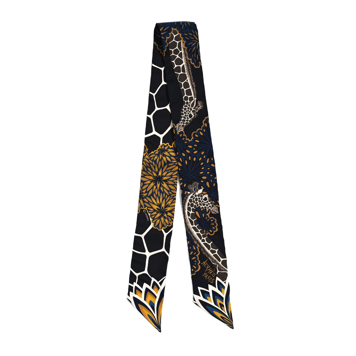 Silk Three Graces Twilly Black Gold Taupe