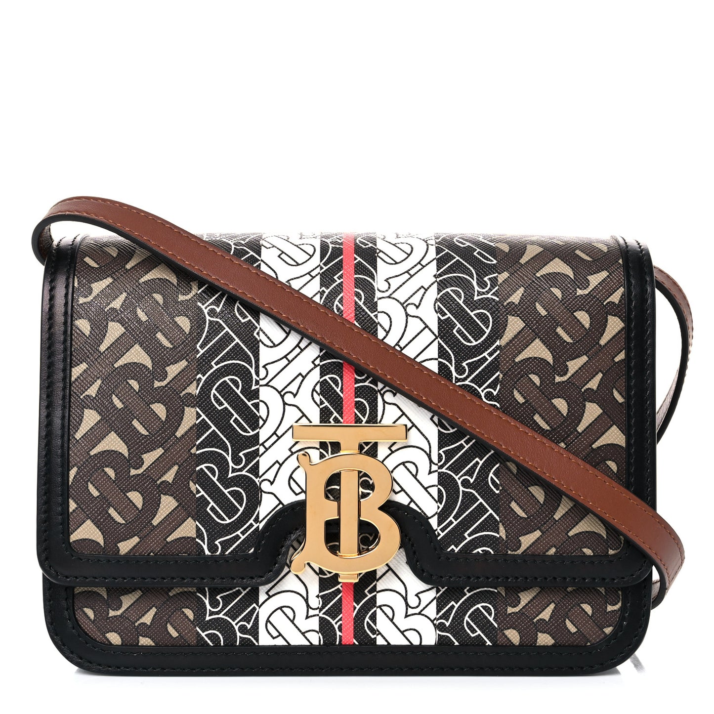 E-Canvas Monogram Stripe Small TB Bag Bridle Brown