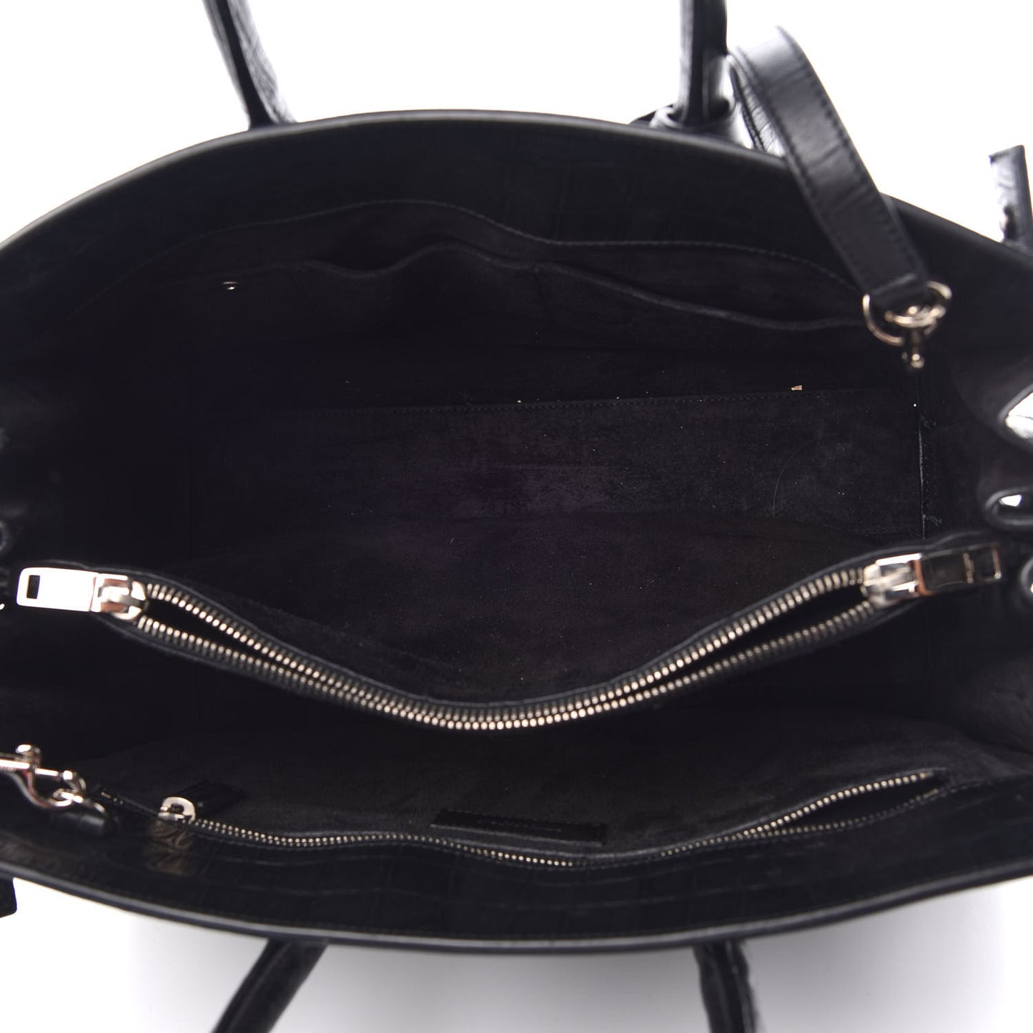 Calfskin Crocodile Embossed Small Sac de Jour Black