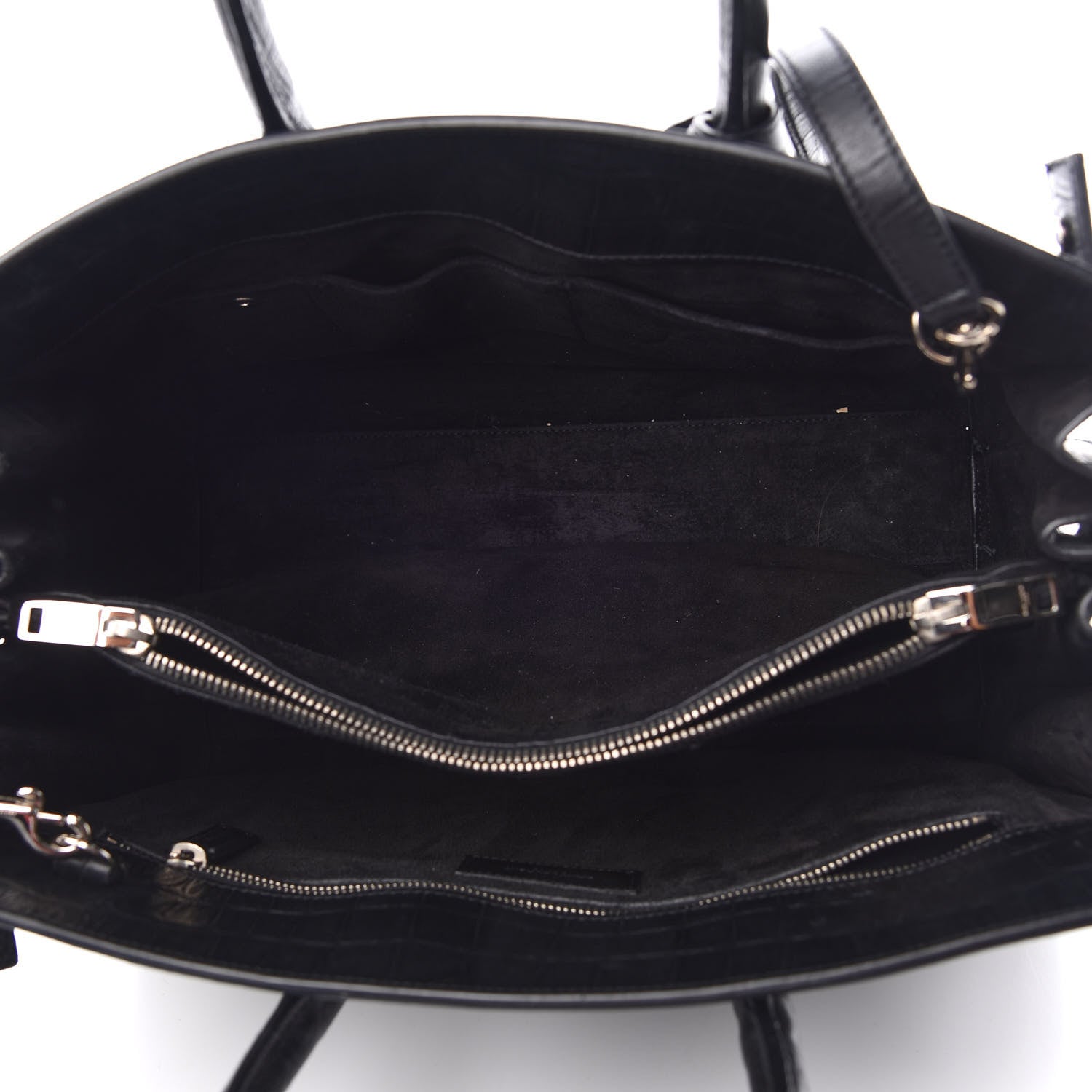 Saint Laurent Calfskin Crocodile Embossed Small Sac de Jour Black 5 of 10