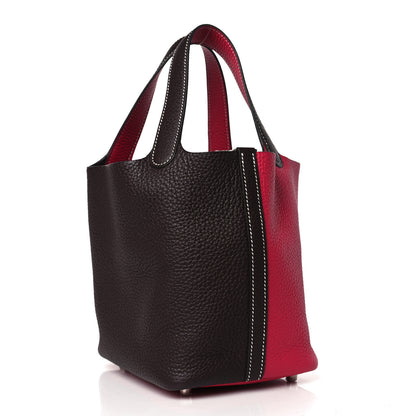 Hermes Taurillon Clemence Casaque Picotin Lock 18 PM Rouge Sellier Framboise 3 of 10